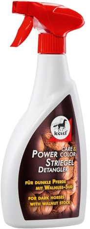 Leovet Power Striegel Walnuss Sprühflasche | 550 ml | Fellpflege für Pferde mit dunklem Fell | Schnellere Kämmbarkeit von Mähne und Schweif | ADMR konform, Keine Karenzzeit
