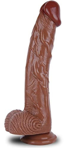 Yrrddxxoo Realistische Massage für Damen, 32 cm, mit starkem Saugnapf, Braun