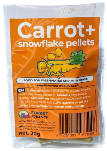 Carrot Snowflake Food for Cherry Shrimp & All Bottom Dwellers 20g