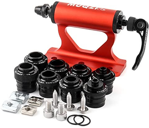 MUQZI Quick Release Fork Mount, Bike Car Roof Mount Rack Road Bicycle Fork Block Thru Axle Wheel Holder, Truck Bed Fork Mount with Installation Adapters MTB Tire Holder Rack Mount, Red