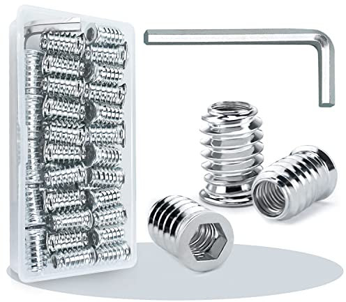 Einschraubmutter M10x20 Einschraubmuffen Gewindeeinsatz Holz Gewindebuchse Muttern aus Stahl (50 Stück)