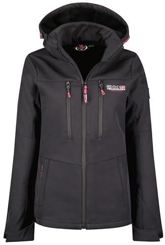 Geographical Norway Timmex Lady - Chaqueta Softshell Mujer Impermeable Con Capucha - Abrigo Mujeres Outdoor Cortavientos Resistente - Senderismo Esquí Otoño Invierno Primavera