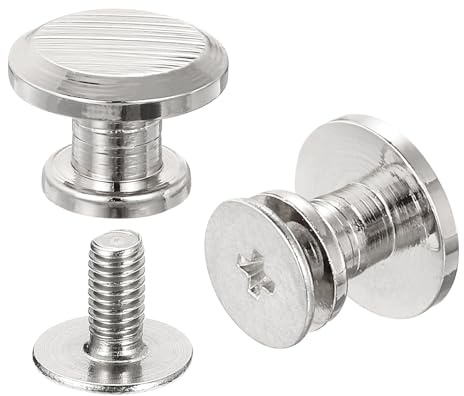 sourcing map Flat Studs Rivet 20 Sets 10.5x6.5mm Purse Feet Spike Leather Craft Screw Back Rivets DIY, Silver Tone