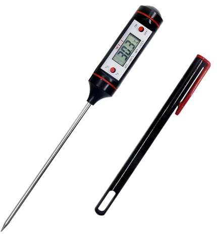 1 termometro da cucina, termometro per alimenti, termometro lungo in metallo, termometro da lettura elettronico per cucina e cucina all'aperto.