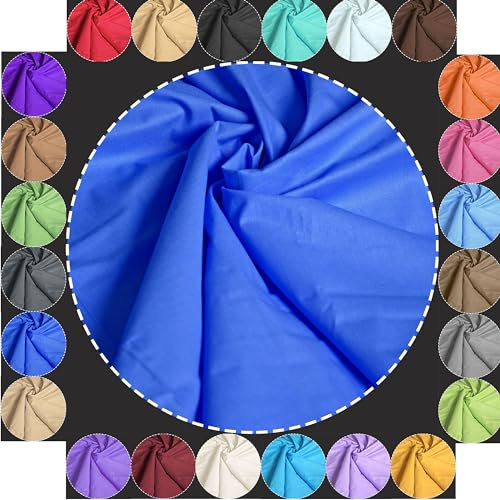 Baumwollstoff Meterware Uni Blau 240cm MAXI BREITE 50cm Länge 100% Baumwolle Patchwork Dekostoff Baumwolle Stoffe Einfarbig zum Nähen