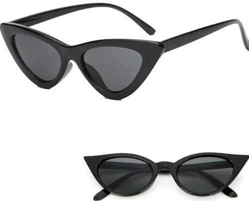 BOBOZHONG Damen Retro Cat-Eye Sonnenbrille, UV400 Schutz, für Party & Reise, Schwarz