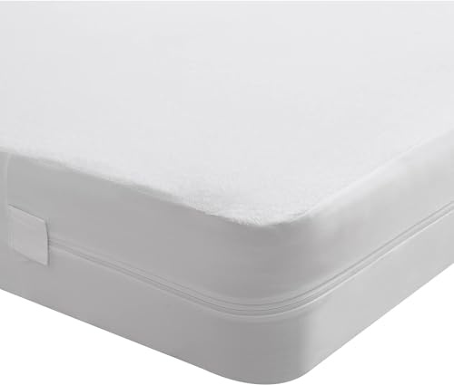 Beedsooth Funda de Colchón Impermeable con Cremallera 80x190 cm - Lavable, Antialérgica, Antiácaros, Protección contra Chinches, Algodón, Altura 20 cm - Blanco