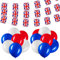 Hestya Union Jack Wimpelketten Set 8m Lang mit 25 Britischen Flaggen Bannern und 15 Weißen Roten Blauen Luftballons Fahnenkette Königskrönungsdekoration Union Jack Flaggenkette Party Dekorationen