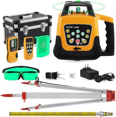 Kit Livella Laser Rotante a 360°, Portata 500 M, Strumento Di Misurazione Autolivellante per L'industria Degli Esterni, Laser a Linee Incrociate 3D per L'edilizia E L'attaccatura Di Quadri,GreenBeam