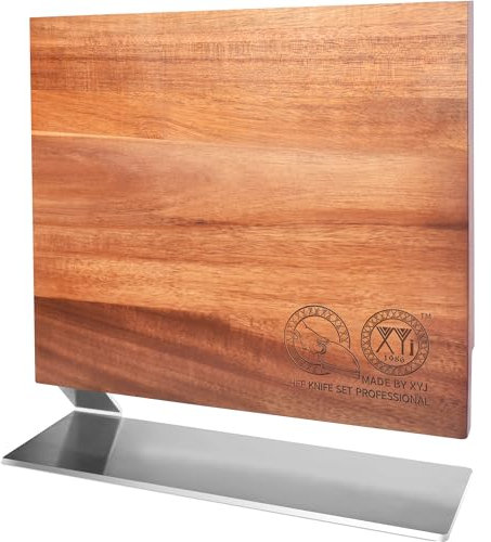 XYJ Authentique depuis 1986, bloc à couteaux magnétique, en bois d'acacia double face, porte-couteaux magnétique avec aimants puissants, support magnétique, étagère de rangement multifonctionnelle