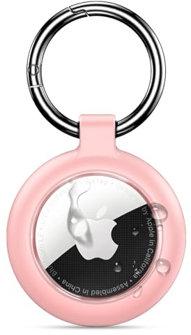 Inesore Fodral för Apple AirTag 1/2, vattentät hållare 1-pack | Kolfiberlook för AirTag Key Fob, reptålig montering för husdjurhalsband, bagagelapp och nyckelringar, rosa