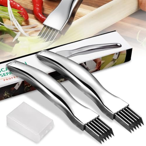 SHSMPXOY 2 Pezzi Shred Silk The Knife，Taglia Verdure a Spaghetti Cipolla Aglio Cutter，Affettatrice per Scalogno Taglierina，per Cipolle in Acciaio Inossidabile Gadget da Cucina Multifunzionale