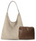Tote Bag mit kleiner Handtasche，Groß Handtasche für Damen Weiche Leder Shopper Tasche Damen Schultertasche Hobo Bag Shoulder Bag Uni Tasche Beuteltasche Tragetasche Umhängetasche (Cremefarben)