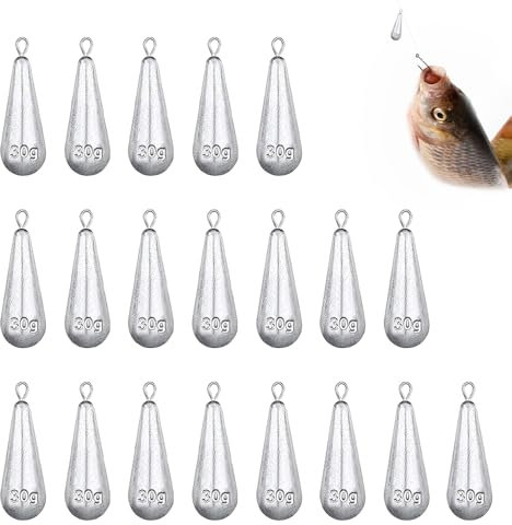 Riisoyu 20 Stück Birnenblei Angeln Set, Angelgewichte, Drop Shot Gewichte Grundblei Casting Sinker Blei Angelzubehör Tropfenform Angelgewichte Tiefwasser & Meeres Angeln Outdoor Fischerei Tackle
