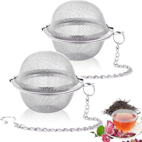 Febbya Infusore da tè,2 PCS Infusore a Sfera in Acciaio Inox a Rete Infusore per Palline da tè Filtro per tè per Infusione Foglie di tè sfuse spezie condimenti