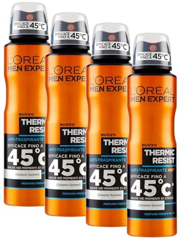 L'Oréal Paris Men Expert Deodorante Spray Thermic Resist (Confezione da 4)