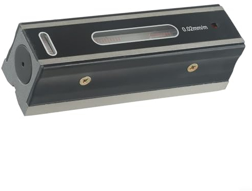 EpheyFIF Livella a bolla di precisione in acciaio al tungsteno con base a scanalatura a V e fiale a bolla, resistente, precisione 0,02 mm/m per livellamento di macchinari (100/150/200 mm) con custodia