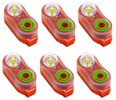 Luci Giubbotto Salvataggio a LED con Attivazione ad Acqua - Set da 6 Pezzi - Rosse e Verdi per Emergenza in Mare (B-6PCS)
