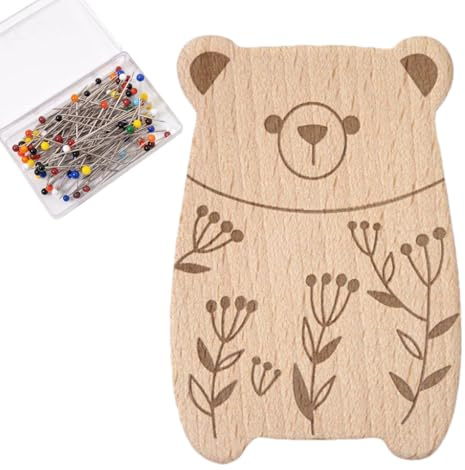 Porta Alfileres Magnético para Costura - Organizador de Agujas en Forma de Animal de Madera,Con 100 Alfileres, Multiusos para Horquillas y Clips de Papel, para, Costura y Bordado