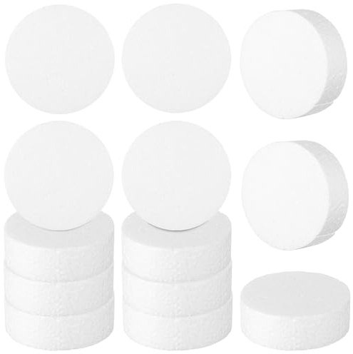 CORHAD Dischi di Schiuma Morbida 18 Pezzi in Polistirolo Bianco 75X25 CM per Modellazione Torte e Progetti Creativi a Casa