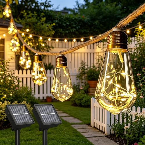2 Pack Solar String Lights Outdoor Garden Solar Powered Festoon Light 11.2m