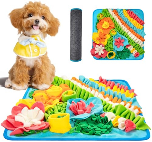 Minifactory Snuffle Mat for Dogs Pet Slow Feeder Mat with Non-Slip Bottom Washable Mental for Foraging & Smell Training Stress Relief for Large Medium Small Dogs & Puppies (39x39cm)