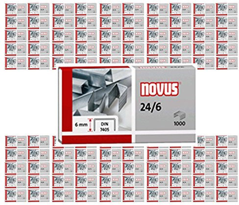 100 Packungen a. 1.000 Stück Heftklammern Novus 040-0158, 24/6, verzinkt, 100.000 Stück