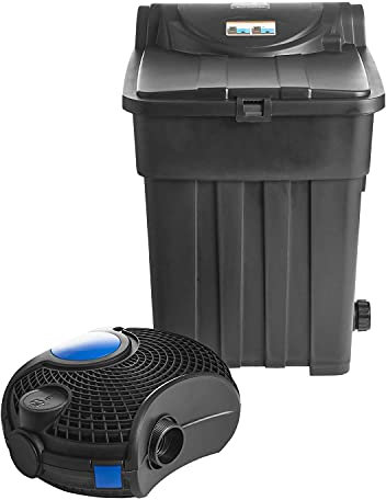 Swell UK Pond Filter Box Premium 25,000 & 5,000 L/H Pump with Strainer Casing | Includes 18w UV Clarifier for Greenwater & Algae | Biological & Mechanical Media and Built in Cleaning Mechanism