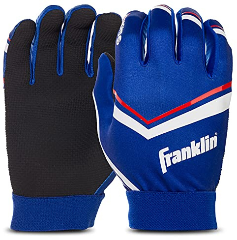 Franklin Sports Shoktak - Guantes de fútbol juvenil, guantes para receptores de fútbol para niños, guantes de fútbol de alto agarre para niños, color real, juvenil, mediano
