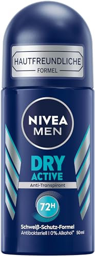 NIVEA MEN Dry Active Deo Roll-On (50 ml), effektives Anti-Transpirant für ein trockenes Hautgefühl, Deodorant mit 72h Schutz und Dual-Active-Formel