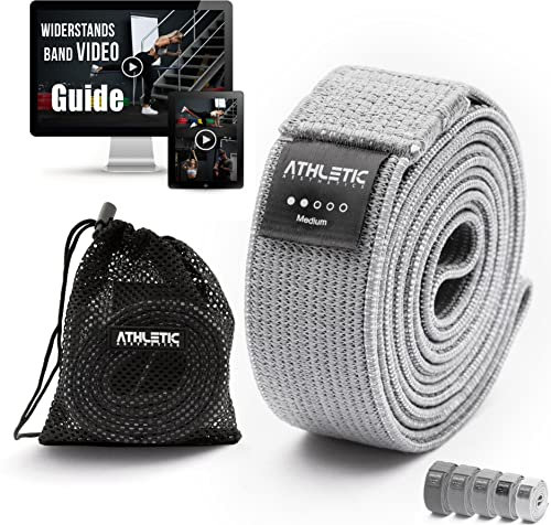 ATHLETIC AESTHETICS Premium Resistance Bands/Widerstandsbänder mit Stoff [Als Fitnessband und Fitnessbänder Set + Tasche und Videokurs] Fitness Band z.B. als Klimmzughilfe für Damen & Herren