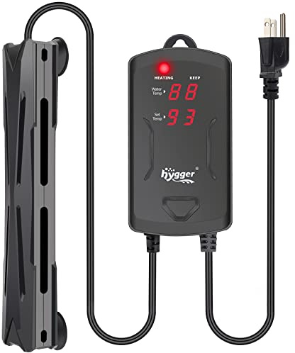 hygger 25-50 Gallon Aquarium Heater with LED Display Controller, Quartz Submersible Fish Tank Heater 200W for Saltwater Freshwater