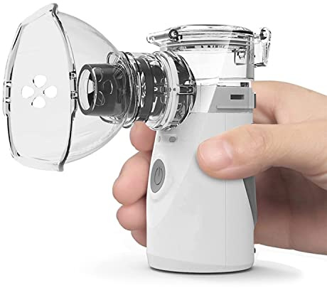 ProMedix PR-835 - Inhalador portátil para niños y adultos, Inhalador silencioso, Nebulizador de dos máscaras, Boquilla nebulizador, USB, Recargable, Compacto