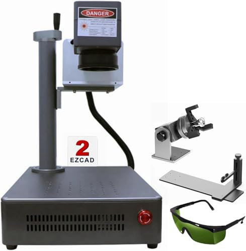 FONLAND S4 20W Máquina de marcado láser de fibra con máquina de grabado rotativa portátil, máquina de grabado de placa de metal para joyería (20W + Rotary)