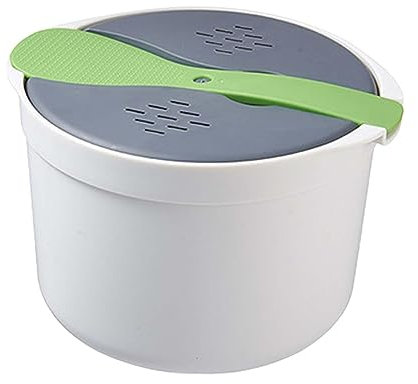 LOVIVER Cuisson du riz, cuiseur à riz pour micro-ondes, cuiseur à vapeur, pot de 2 L, cuiseur à vapeur micro-ondes, pour riz, légumes, ramen, pommes de terre, VERT