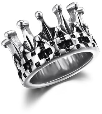 GTHIC Bagues Couronnes du Royaume en Acier Inoxydable pour Femmes Hommes Punk Reine Chevalier Anneaux Dominateurs Or Jaune Noir Ton Argent Bagues de Déclaration Bijoux Gothiques
