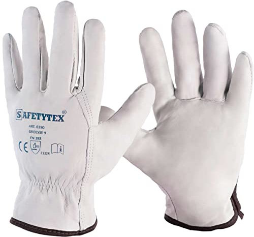 Safetytex Nappaleder Arbeitshandschuhe - Leder Schweißerhandschuhe für optimalen Schutz - Robuste Montagehandschuhe für höchste Ansprüche - Naturfarben (Gr.8, 1 Paar)
