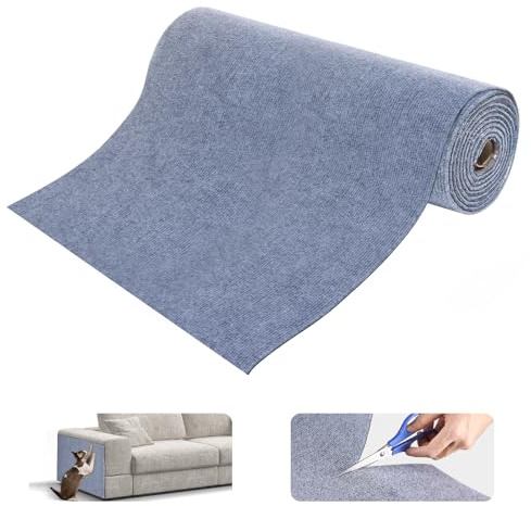 Självhäftande klösmatta för katt, repskydd, kattsoffa, repmatta för katt, klösmatta för soffa, möbler, dörr, vägg, L 200 cm x B 40 cm (ljusgrå)