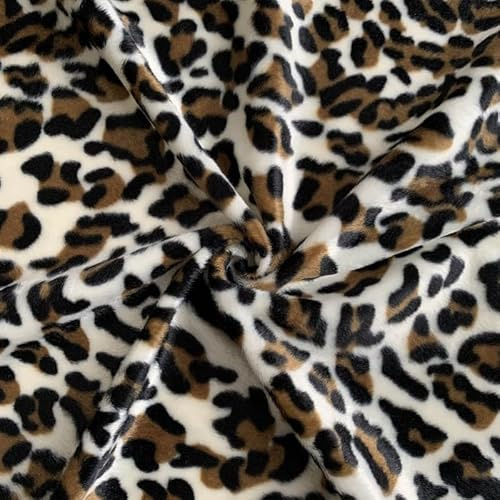 EU Fabrics Faux Fur Pony Skin Fabric | Animal Print Velboa Fabric for Blankets | Soft Short Pile Furry Material for Costumes (Snow Leopard, 1 Metre x 147cm)