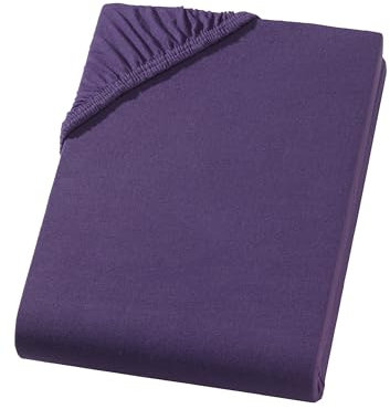 Spannbettlaken 140x200-160x200 cm Spannbetttuch Baumwolle Bettlaken für Matratzen bis 25 cm Höhe, Jersey Spannbettlaken Farbe Aubergine