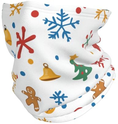 Calentador de cuello para invierno, diadema elástica, ajustable, diseño de pan de jengibre, elementos navideños, multifuncionales, unisex, unisex, Negro, Talla única