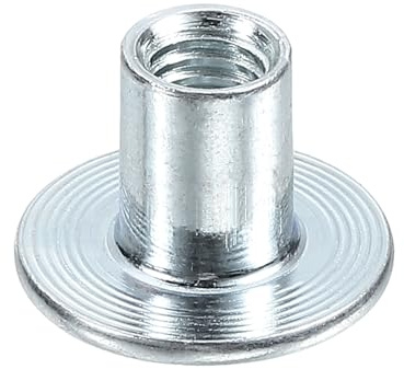 QUARKZMAN M6 T-nötter, 12 stycken kolstål T-nöt rund bas svetsmuttrar 12 mm höjd genomgående hål fläns insättningsmuttrar kvinnlig gänga platmuttrar, silver
