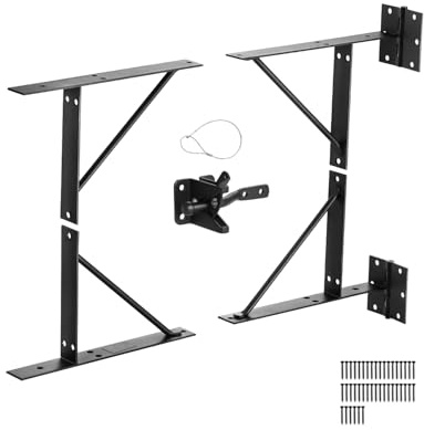 VEVOR Support d'angle de portail anti-affaissement en fer, kit quincaillerie de cadre porte, avec loquet de verrouillage, corde de verrouillage à loquet, pour porte de hangar, portails de corral, noir