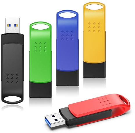 KOOTION Memoria USB 64GB 5 Unidades USB 3.0 Pen Drive Ligero Pequeño y Práctico Lote Pendrive 64GB de 360° con Tapa Metálica Colorido Mini Pendrive para Ordenador/TV/Coche/Player, ect