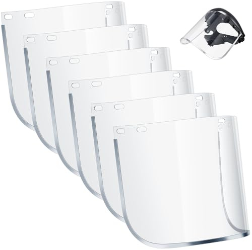 Kingdder 6 Pcs Clear Face Shield Replacement for Grinding and Cutting, 15x 8x 0.04 Inches Safety Faceshield Visors(PET,Aluminum Edge)