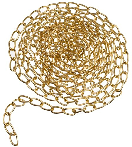 Aerzetix - Catena Decorativa da 2 m - con Maglie 6x11,6 mm - Metallo - Colore Oro - creazioni Fai da Te Tracolla Borsa progetti Decorazione d'interni