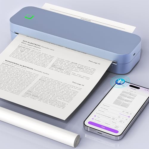 Ablemark Bluetooth Thermodrucker A4, Portable Mobiler Drucker A4 für Unterwegs, Inkless Printer Kompatibel mit Android & IOS und Laptop, Tragbarer Drucker