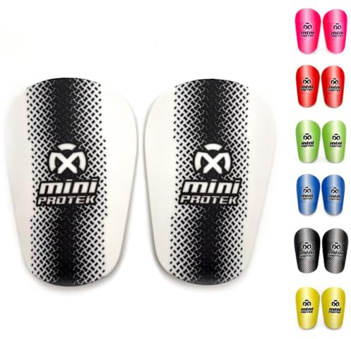 Oxum Sport – Espinilleras de Fútbol para Niños, Adultos, Hombres y Mujeres, Mini, Ligeras, Cómodas y Resistentes, Protección para Entrenamiento, Partidos y Competición, Talla M 10x6 cm Blanca y Negra