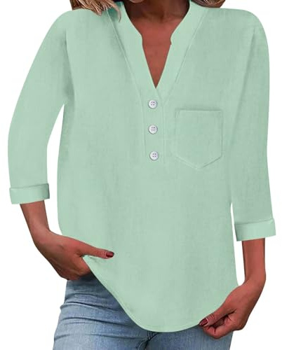 Uwdiohq Chemise Ample à Boutons, Couleur Unie, col Manches, décontractée, pour Femme Chemises Boutonnées pour Femmes Manches Courtes Confortables Tunique Longue Haut Femme Ete Chemisier Blanc