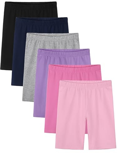 YERIOK 6 Pack Girls Bike Shorts Cotton Biker Shorts Cartwheel Clothes for Kids Under Dress Dance Multi-Color Set B 7-8Y